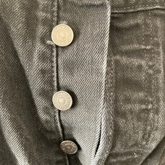 Levis 501 Jeans Mens 38x30 Button Fly Straight Fit Black Stretch - Picture 3 of 12